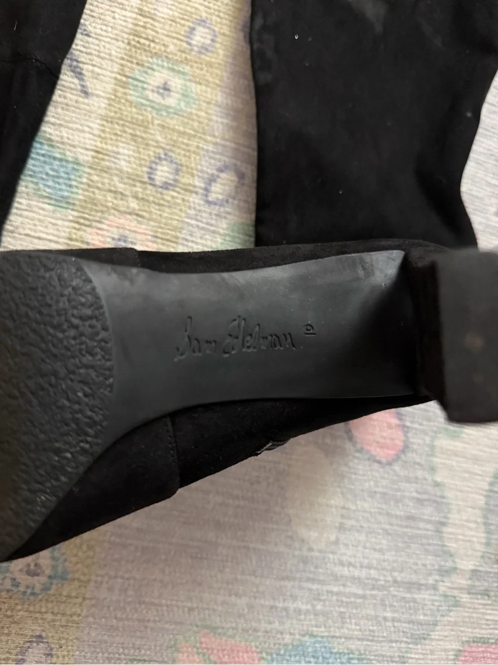 Sam Edelman Black Over-the-Knee Suede Heel Boots size 10